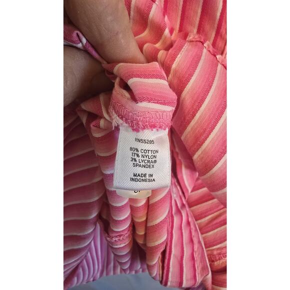 Express Design Studio Shirt Womens Medium Pink White Stripe Stretch Button Down - Picture 7 of 8